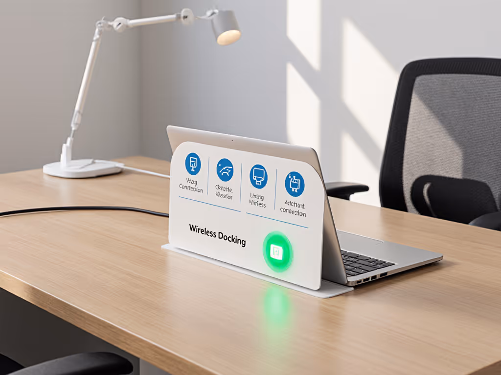 office_desk_with_clear_signage_for_wireless_docking_setup